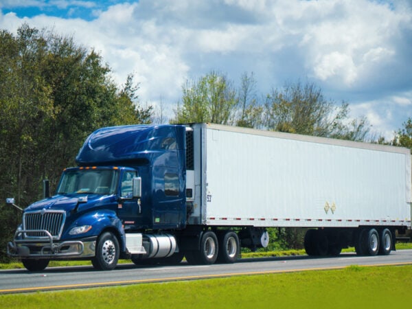 Blue semi truck Florida highway